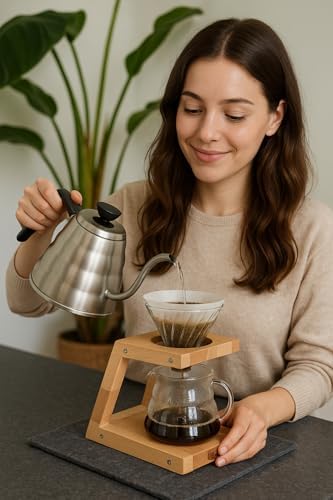 Wooden Coffee Brewing Stand for Filter Coffee 200-399ml Capacity - Wood Pour Over Holder by Unknown