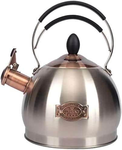 Whistling Tea Kettle Stainless Steel Teapot, Teakettle for Stovetop Induction Stove Top, Fast Boiling Heat Water Tea Pot 2.6 Quart by LUXGRACE