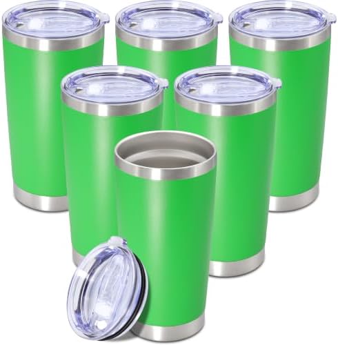 20oz Tumbler Insulated Tumblers Vacuum Coffee Mug with Lid Green 6Pack by Unknown