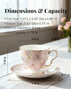 8oz Bone China Tea Cup and Saucer Set, Blush Beauty - Image 2