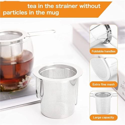 cold brew coffee filter 6/12/20pcs Tea Infuser Stainless Steel Strainer Folding Handle Filter Fine Mesh Basket For Loose Leaf(6pcs) - Image 3