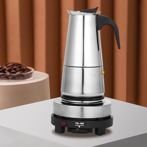Espresso Stovetop Coffee Maker Stainless Steel Coffee Pot Italian Coffee Machine Maker Stove Top Coffee Maker Moka Pot with Coffee Percolator Design for Camping or Home Use (300ml) - Image 2