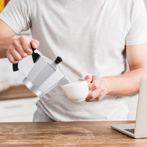 6 Cup Electric Espresso Coffee Maker 300ml Aluminum,Silver - Image 6