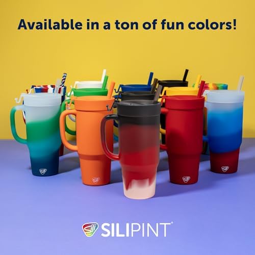 Silipint 32oz Silicone Tumbler with Handle, Flip Lid and Straw – BPA-Free, Non-Toxic, Freezer, Microwave, Dishwasher Safe Tumbler – Perfect for Tea, Smoothies (Volcano) Pack of 1 - Image 7