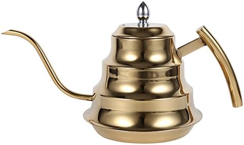 Joint Design Stainless Steel Gooseneck Coffee Kettle, 1.2L Drip Pot Maker for Pour Over Coffee and Tea, Ergonomic Handle, Safe for Gas Electric Stove, Easy to (Gold) by Enlybee