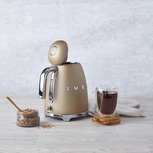 SMEG KLF03 Electric Kettle 1.7L (7 Cup), Retro Hot Water Boiler for Tea & Coffee, Fast Boiling, Auto Shut-Off, Soft Open Lid, 360° Swivel Base Countertop Kettle – Matte Champagne - Image 2