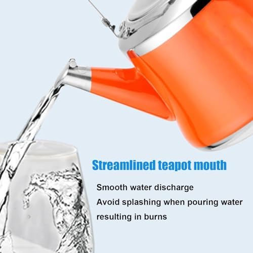Tea Kettle Stovetop, Whistling Teapot 304 Food Grade Stainless Steel Tea Pot with Ergonomic Folding Handle Suitable for All Heat Sources(Orange,1.5L) - Image 3