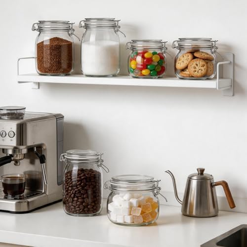 Glass Storage Jars with Airtight Lids Set of 6 (17 oz/26 oz/50 oz), Clear Glass Canister Containers Food Storage for Kitchen Pantry, Flour Sugar Coffee Beans Cereal Spice Tea, BPA-free - Image 7