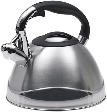 Creative Home Crescendo Stainless Steel Whistling Tea Kettle with Aluminum Capsulated Bottom for Even Heat Distribution, 3.1 Quart, Brushed Finish by CreativeHome