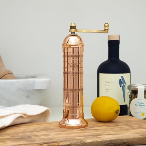 Alexander Home Original Greek Salt Mill, 8-Inch Copper – European Manual Salt Grinder Refillable - Image 3
