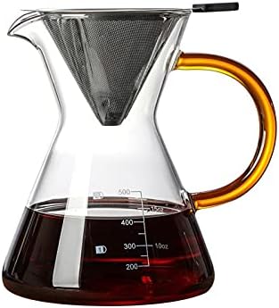 HASMI Coffee Kettle 600ML Coffee Kettle Pour Over Coffee Maker Drip Glass Coffee Pot with Filter Hand Percolator Coffee Tea Filter Container Coffee Maker (Color : Gold) by Unknown