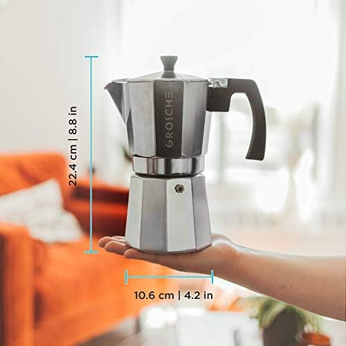 GROSCHE Milano Stovetop Espresso Maker Moka pot 9 espresso Cup - 15.2 oz Silver and 3 Replacement Seals Gaskets Bundle Stove top coffee maker Moka Italian espresso coffee maker and replacement gaskets - Image 4