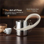 Milk Frother Cup Stainless Steel Coffee Milk Frothing Pitcher Stainless Steel Long Handle Eagle Spout Jug for DIY Latte Cappuccino Art Making(600ml) - Image 3