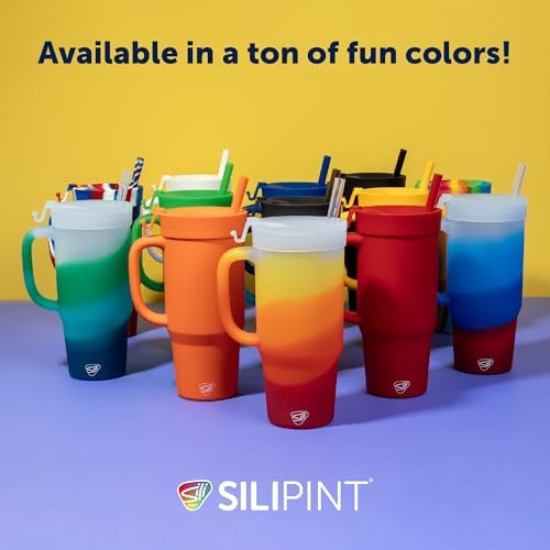 Silipint 32oz Silicone Tumbler with Handle Flip Lid and Straw – BPA-Free Non-Toxic Unbreakable Freezer Microwave Dishwasher Safe Tumbler – Perfect for Tea Cold Water Smoothies Pack of 4 - Image 7