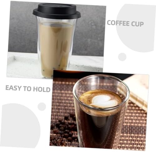 Double Wall Glass Coffee Mug 350ml with Silicone Lid - Image 7