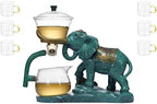 Heat-resistant Kungfu Glass Tea Set with Heater Attract Water Diversion Rotating Cover Bowl Lazy Semi-Automatic Glass Teapot (Elephant set) by MOZEO