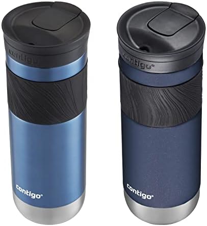 Contigo SNAPSEAL Insulated Stainless Steel Travel Mug with Grip. Blue Corn Transparent Satin & Midnight Berry, 20 oz (Pack of 8) - Image 2