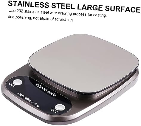 1pc Digital Kitchen Scale Stainless Steel Food Scale LCD Display Accurate Measurement Tool Precision Portable and Lightweight for Baking and Cooking Grey - Image 4