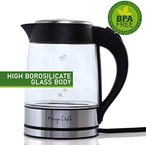 MegaChef 1.8Lt Stainless Steel body and Glass Electric Tea Kettle - Image 7
