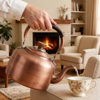 Copper Tea Kettle Stovetop Whistling, 3QT 5QT 7QT, Fast Boil, Vintage Rustic, Ergonomic Handle, for Gas Range, Propane, Fireplace, Camp Cooking(3 Quarts) - Image 6