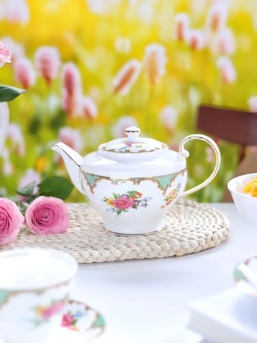 Aynsley Porcelain Tea Set Vintage British Relief Gold Rim Teapot Cup and Saucer Sets 5-Piece Tea Sets for Adults with Teapot, Milk Jug, Cup and Saucer - Image 3