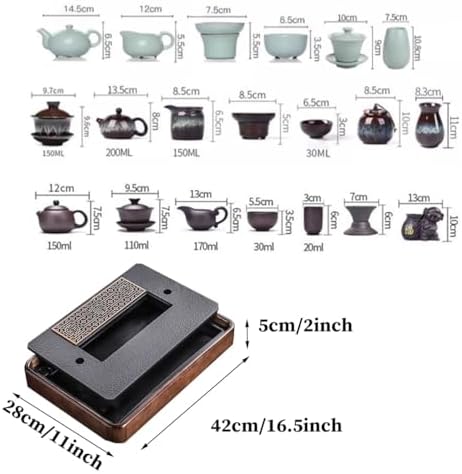 GIZNXBA Tea Pot Cup Set with Tray, Ceramic Tea Set Porcelain Teapot, Tea Set with Tray for Adults, Tea Set for Home Outdoor Picnic Business Hotel Office (Color : A) - Image 6