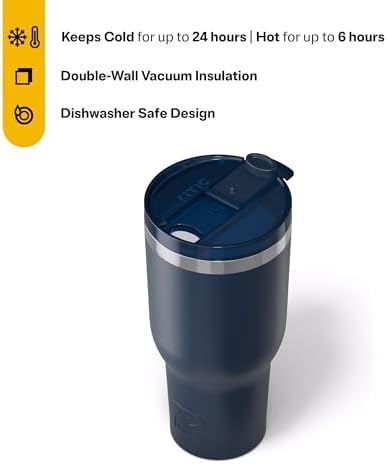 RTIC 40oz Essential Tumbler with Lid, Ceramic Lined, Navy - Image 2