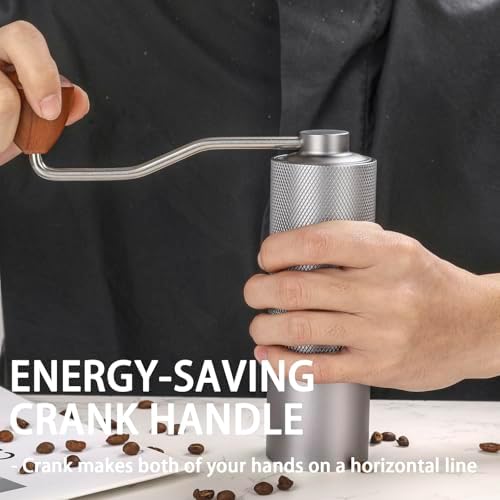 Manual Coffee Grinder with Stainless Steel Burr, Portable Coffee Grinder for for Espresso, Travel, Camping and Office (Silver) - Image 5