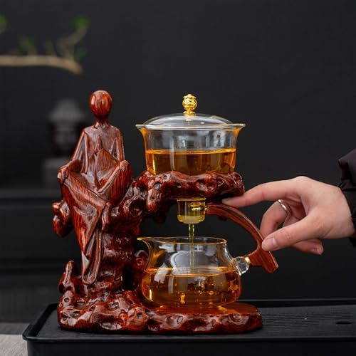 Zurucily Kungfu Tea Sets Semi Automatic Glass Teapot Set (Meditation-red) - Image 4