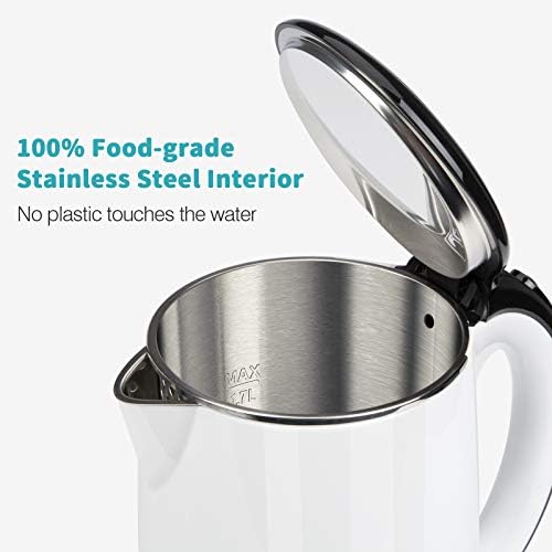 Secura Original Stainless Steel Double Wall Electric Water Kettle 1.8 Quart with Auto Shut-Off & Boil-Dry Protection, White SWK-1701DW/HB-3227B - Image 2