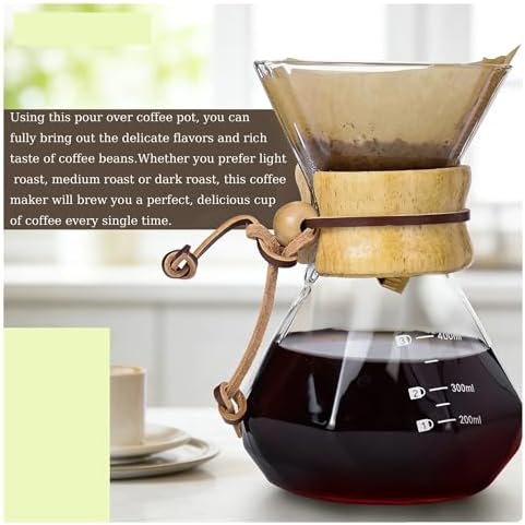 Hand Brewed Coffee Filter Cup Pour Over Maker For Home,Glass Coffee Pot Drip Brewing Cafetera 400M/600ML(600ml 2PCS) - Image 7