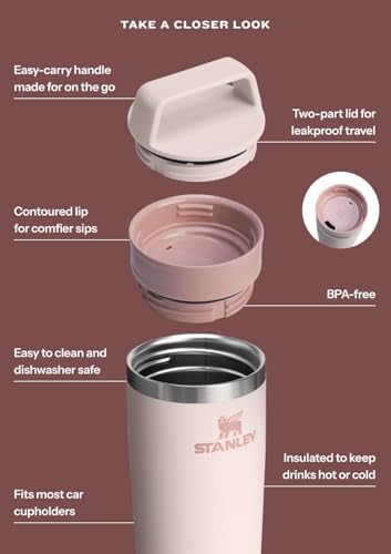 STANLEY Cafe To Go Travel Mug 16 oz | Leakproof Two-Part Drink Through Lid | Tumbler Cup for Coffee, Tea and Drinks | Insulated Stainless Steel Coffee Mug | BPA-Free | Cobalt - Image 5