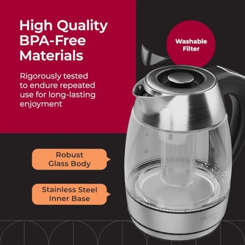 Mueller Living 1.8L Electric Glass Kettle with Smart Handle LED Display - Image 2