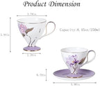 KAMMAK Tea Cups Set of 2,Ceramic Floral Pattern Demitasse Cup - Image 2