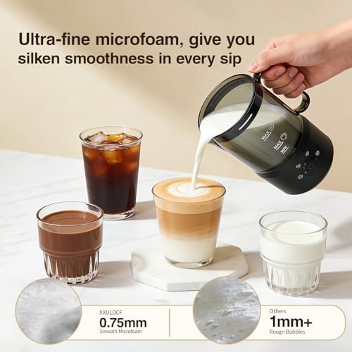 Milk Frother, 4-in-1 Electric Milk Steamer(10oz/300ml)，Automatic Hot and Cold Foam Maker for Iced Coffee, Lattes, Cappuccinos & Macchiatos, Non-Stick Interior, Black. - Image 3
