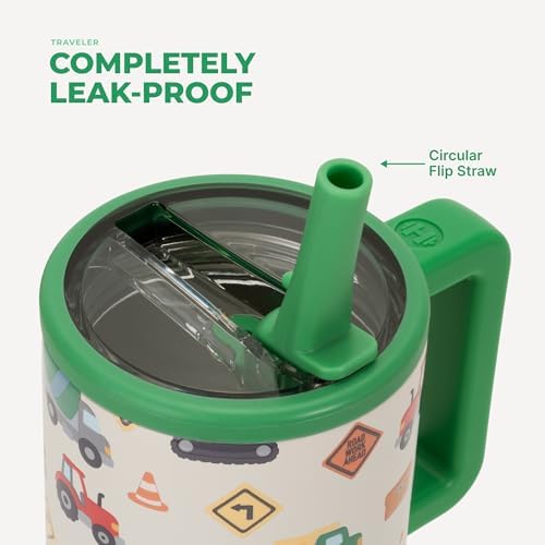 HydroJug Traveler 20oz Kids Insulated Tumbler with Handle, Under Construction - Image 2