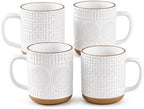 GBhome Large Coffee Mugs Set of 4, 16oz Handmade Stoneware Coffee Mugs Set with Large Handle for Cappuccino/Latte/Tea/Hot Cocoa, Dishwasher & Microwave Safe, Off White by GBhome