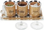 Topsky Coffee Sugar Tea Crystal Canister Set of 4,Sparkly Crystal Crushed Diamonds Home Decor,Silver Kitchen Coffee Jar Storage Set with Label & Lid,Storage Container Set for Countertop,Dining Room by HomeandKitchenNO1