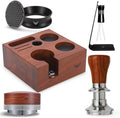 58mm Espresso Accessories Kit – Rosewood Tamping Station, Calibrated Tamper, Coffee Distributor, WDT Tool, Dosing Funnel & Puck Screen | Complete Espresso Tool Set for 58mm Portafilter M by KNODOS