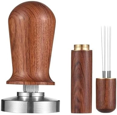 Coffee Tamper Spring Espresso Tamper 51mm 53mm 58mm Coffee Tampers And Coffee Stirrer Stainless Steel Tampers Coffee Accessories(58mm,Wooden-2Pcs) by Unknown