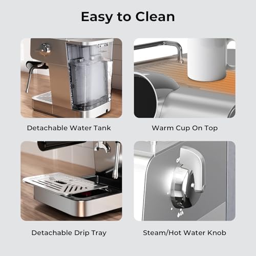 Espresso Machine with Milk Frother,20 Bar Semi-Automatic Expresso Coffee Machine for Home,50oz Removable Tank,Hot & Cold Brew,Single & Double Shot Latte Machine - Image 7