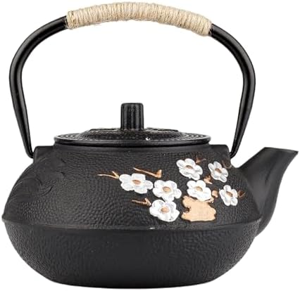 Cast Iron Teapot,SECHUDO Tea Kettle,Japanese Cast Iron Teapot with Stainless Steel Infuser for Stovetop Safe (Black and Colored, 800ML) by SECHUDO