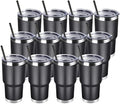 DOMICARE 30 oz Tumbler with Lid and Straw, Stainless Steel Tumblers Bulk, Insulated Vacuum Double Wall Travel Coffee Mug, Durable Powder Coated Tumbler Cups (Black, 12) by VisittheDOMICARE
