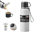 Double wall vacuum Leakproof stainless steel wide mouth insulated water bottle;tea tumbler with infuser,cup,lid;smart thermoses hot coffee;thermal flask ice drinks with led digital temperature display by Unknown