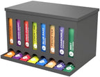 Drink Packet Organizer, 8 Slot Dispenser with Front Pull Windows for Drink Mix Packets, Electrolyte Sticks and Tea Bags, Tea Bag Organizer for Pantry and Coffee Station (Matte Black, One Size) by OmniMart
