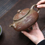 Tea Kettle Office Desktop Purple Clay Teapot Household Hand-Carved Large Capacity Teapot Ceramic Tea Infuser - Image 5