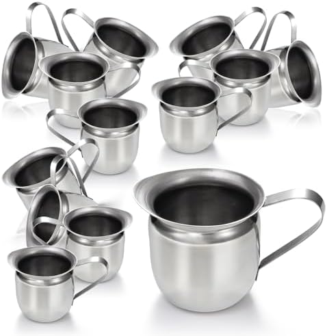 Fit Meal Prep [12 Pack] 5 oz Creamer Pitcher - Stainless Steel Bell Creamers, Mini Cup Container for Serving Milk, Coffee Cream, Salad Dressing, Maple Syrup, Espresso Machine for Restaurant, Cafes by FMPBRANDS