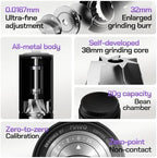 MAVO Manual Coffee Grinder, Shadow Wand Hand Coffee Grinder, Capacity 25g with CNC Stainless Steel 7-Axis Conical Burr, Adjustable Setting, Burr Coffee Bean Grinder for Pour Over, Espresso (Black) - Image 3