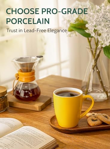 Sweese Porcelain Mugs - 12 Ounce for Coffee, Tea, Mocha and Mulled Drinks - Set of 6, Hot Assorted Colors - Image 4