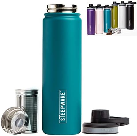 The Tea Spot Steepware Tea Tumbler and Thermos, 22oz, Tea Bottle with tea infuser for loose leaf tea or iced coffee, Sleek Double Wall Tumbler & Insulated Travel Bottle - Teal by TheTeaSpot